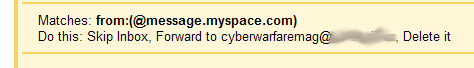 MySpace Filter created by using the Gmail Exploit